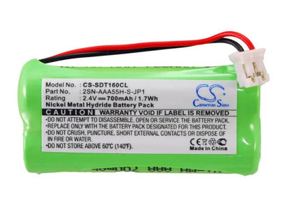 2.4V, 700mAh, Ni-MH Battery fits Sagem, D16t, D16t Duo, 1.68Wh