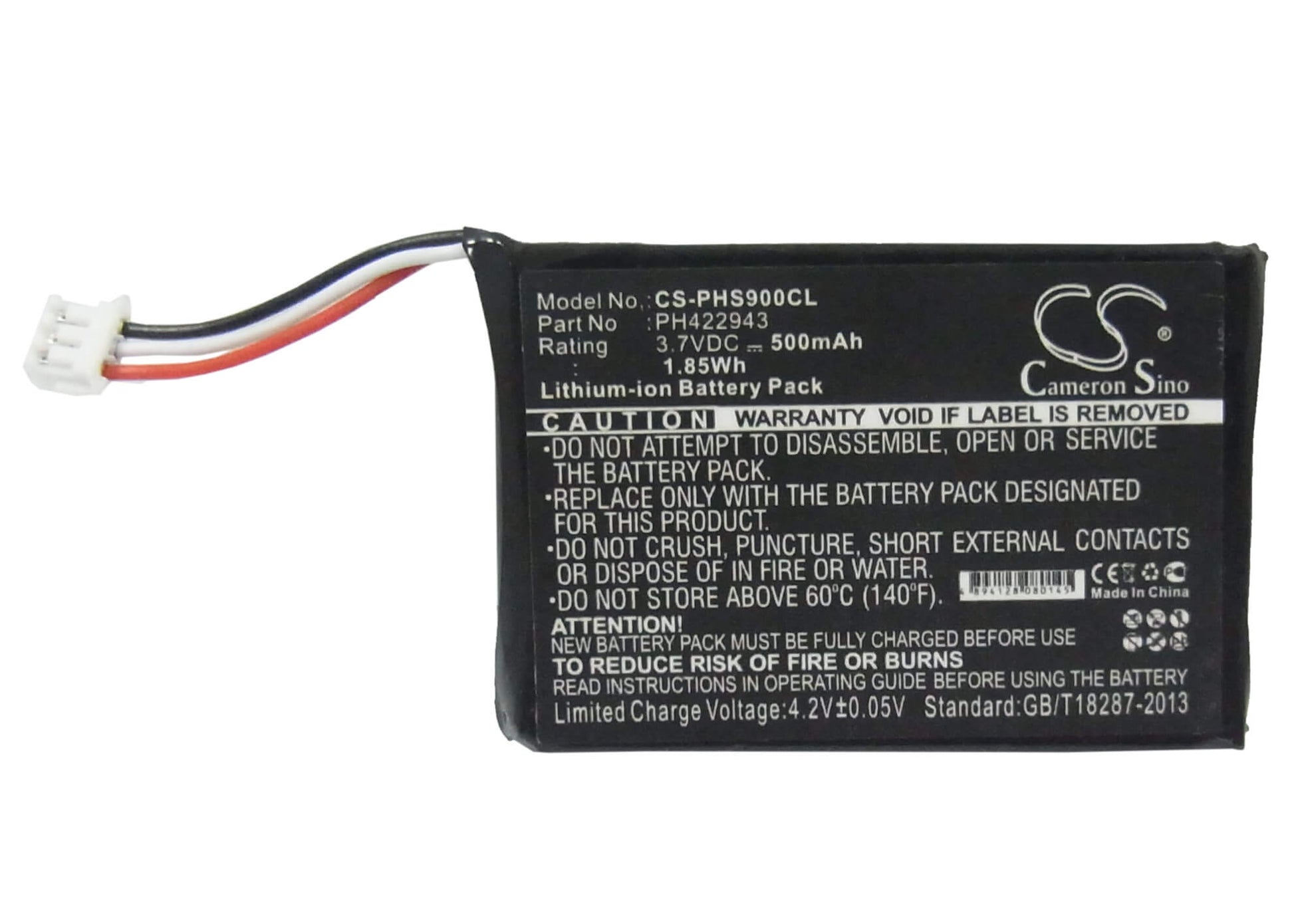 3.7V, 500mAh, Li-ion Battery fits Philips, S9a, S9a/34, 1.85Wh