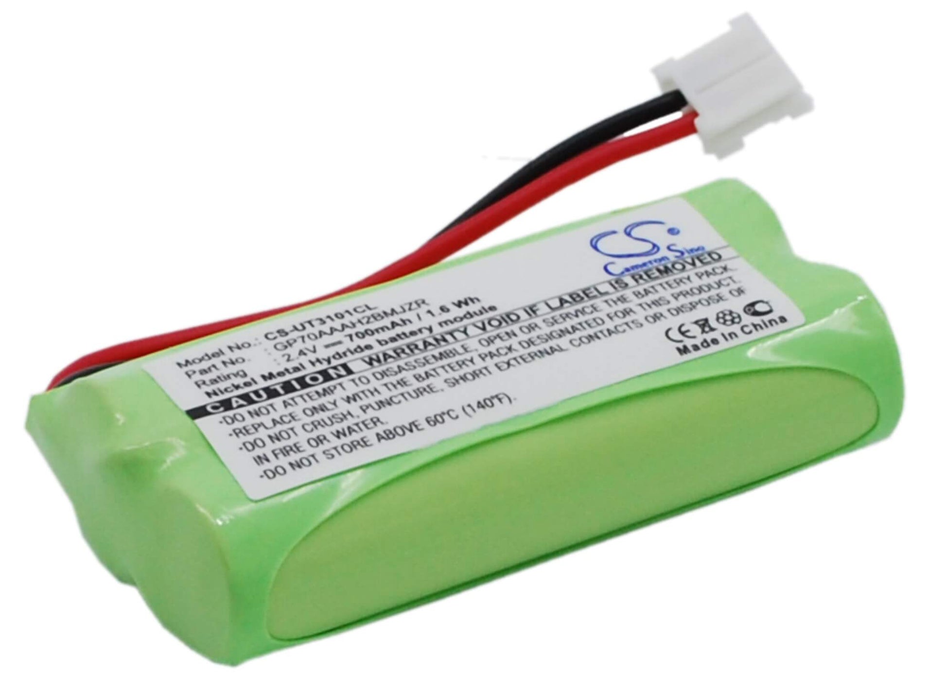 2.4V, 700mAh, Ni-MH Battery fits Gp, 60aaah2bmjzr, 70aaah2bmjzr, 1.68Wh