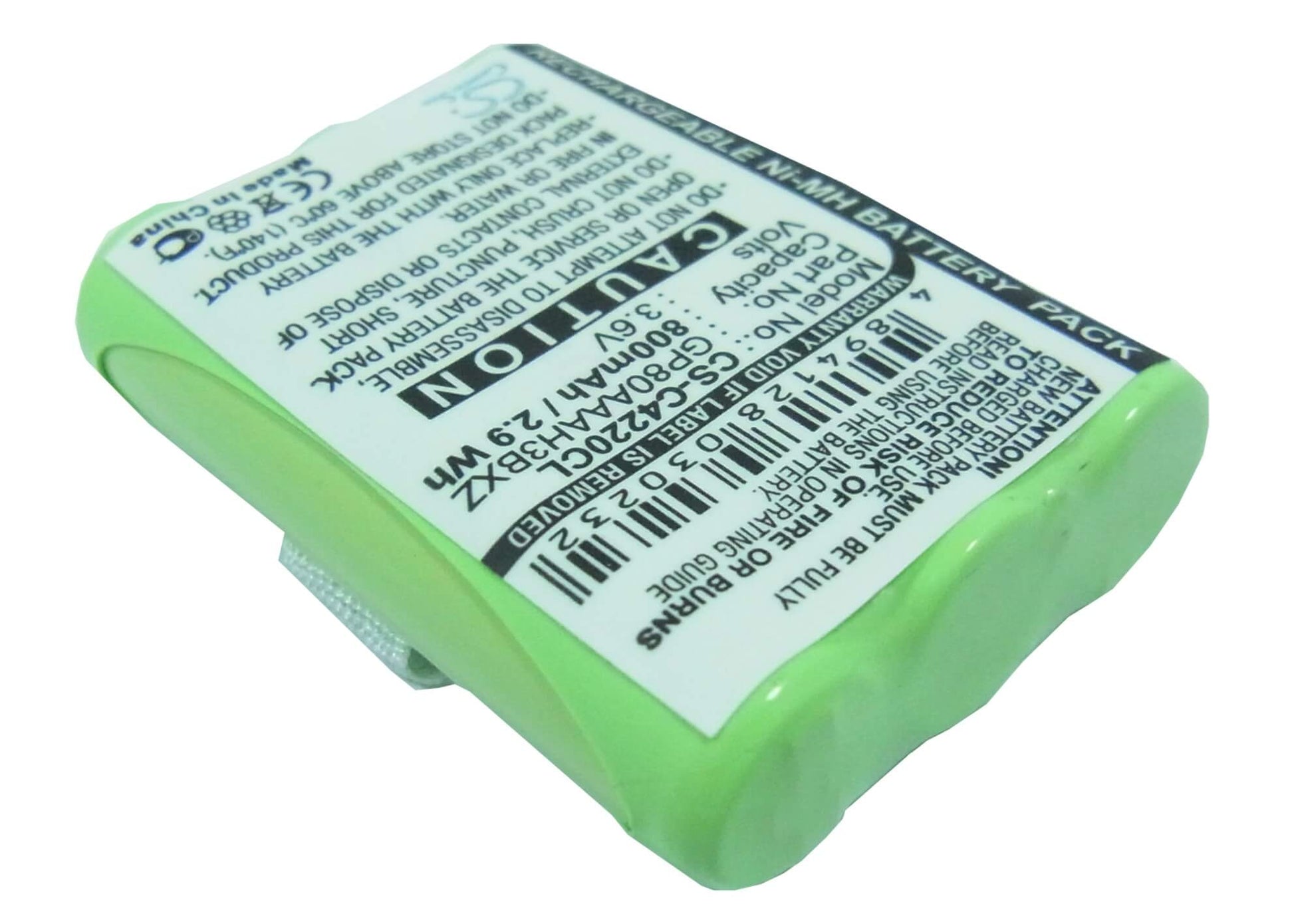 3.6V, 800mAh, Ni-MH Battery fits Clarity, Professional C4220, Professional C4230, 2.88Wh