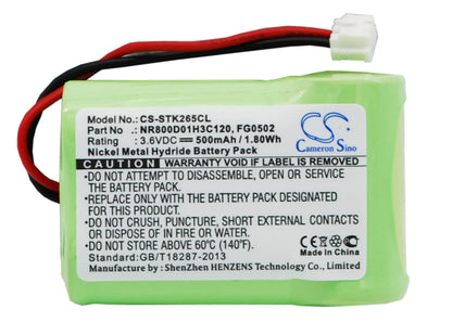 3.6V, 500mAh, Ni-MH Battery fits France Telecom, Amarys 265, Amarys 265sf, 1.8Wh