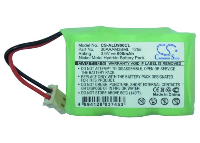 3.6V, 600mAh, Ni-MH Battery fits Audioline, 970g, Cas 1300, 2.16Wh