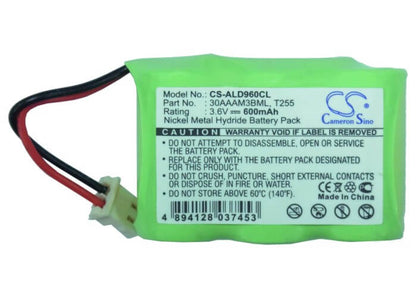 3.6V, 600mAh, Ni-MH Battery fits Midland, Er102 Emergency Crank Weather, 2.16Wh