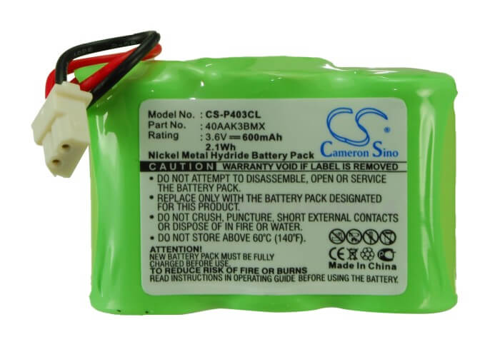 3.6V, 600mAh, Ni-MH Battery fits Gp, 60aah3bmx, 2.16Wh