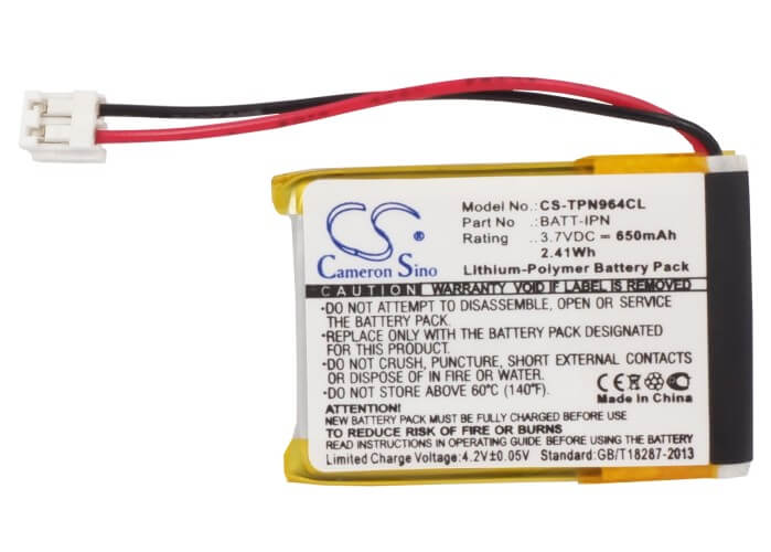 3.7V, 650mAh, Li-Polymer Battery fits Telematrix, Ipn964591, Ipn965591, 2.405Wh