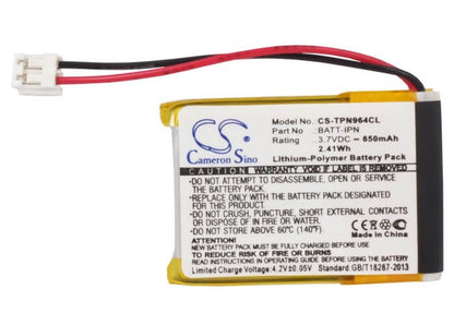 3.7V, 650mAh, Li-Polymer Battery fits Telematrix, Ipn964591, Ipn965591, 2.405Wh
