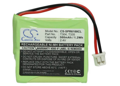 2.4V, 500mAh, Ni-MH Battery fits Samsung, Sp-r6100, Sp-r6100 Twin, 1.2Wh