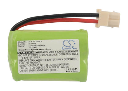 2.4V, 300mAh, Ni-MH Battery fits V Tech, Vt2032, Vt2032rd, 0.72Wh