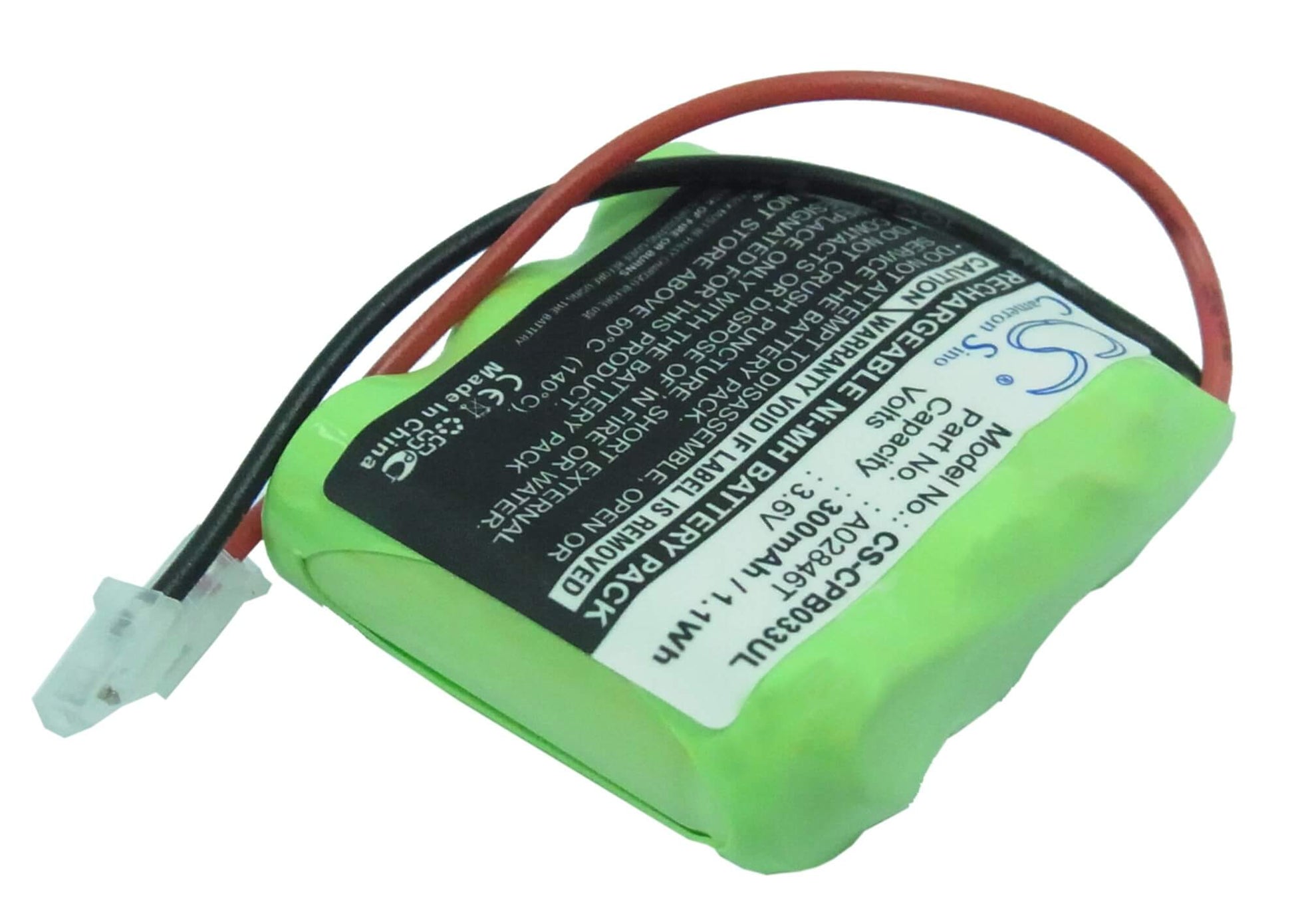 3.6V, 300mAh, Ni-MH Battery fits Universal, 2/3aaa X 3, 1.08Wh