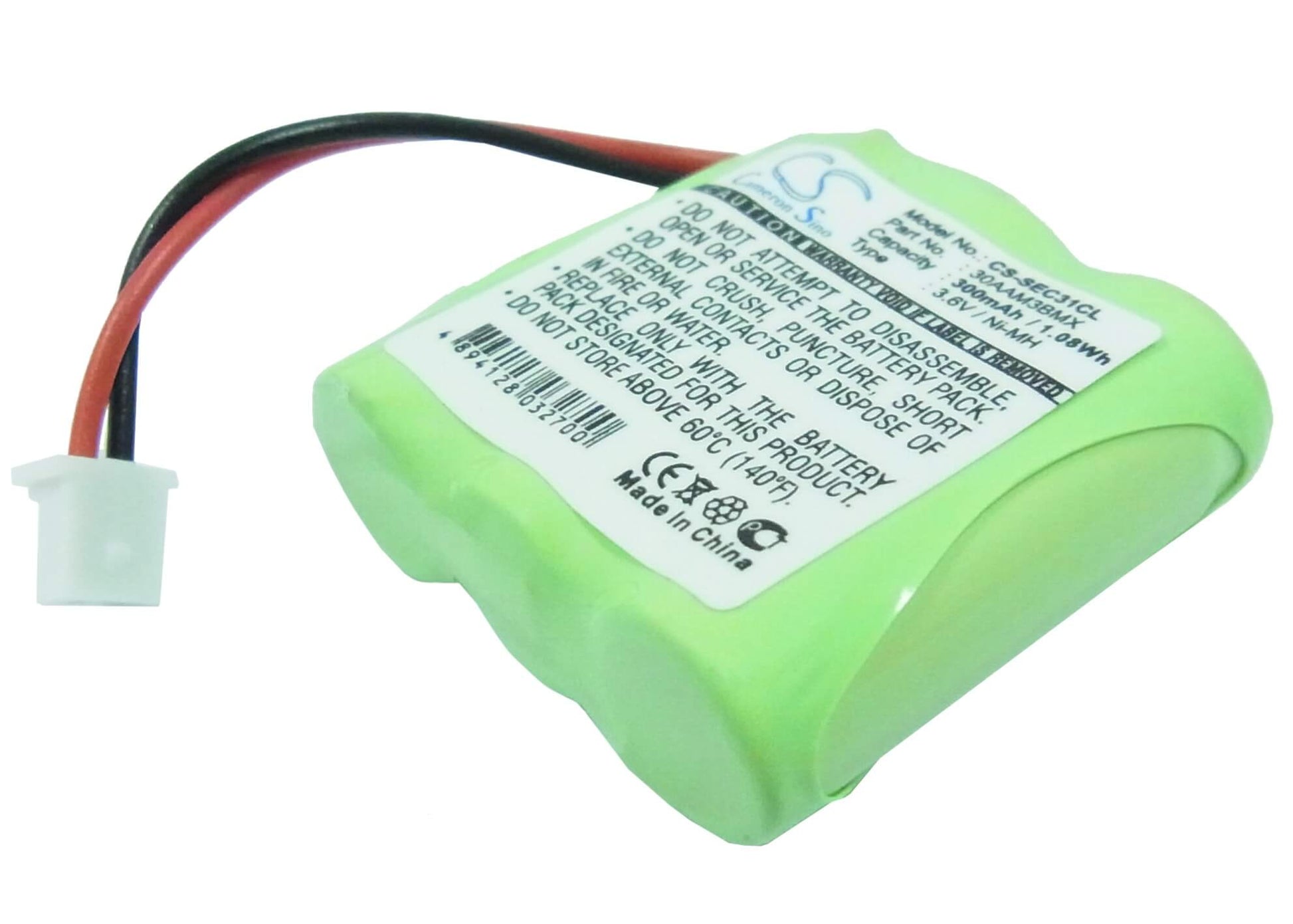 3.6V, 300mAh, Ni-MH Battery fits Gp, 30aam3bmx, 1.08Wh