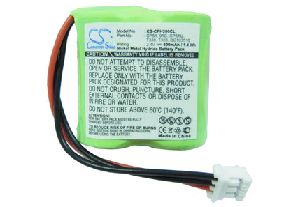 2.4V, 600mAh, Ni-MH Battery fits Philips, Magic 2, Td6031, 1.44Wh