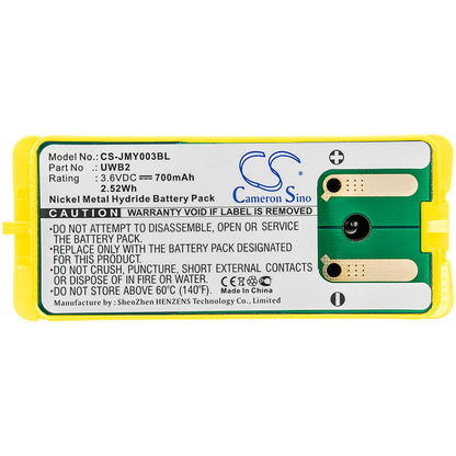 3.6V, 700mAh, Ni-MH Battery fits Jay, A003 Has, Modular Industrial Radio Remot, 2.52Wh