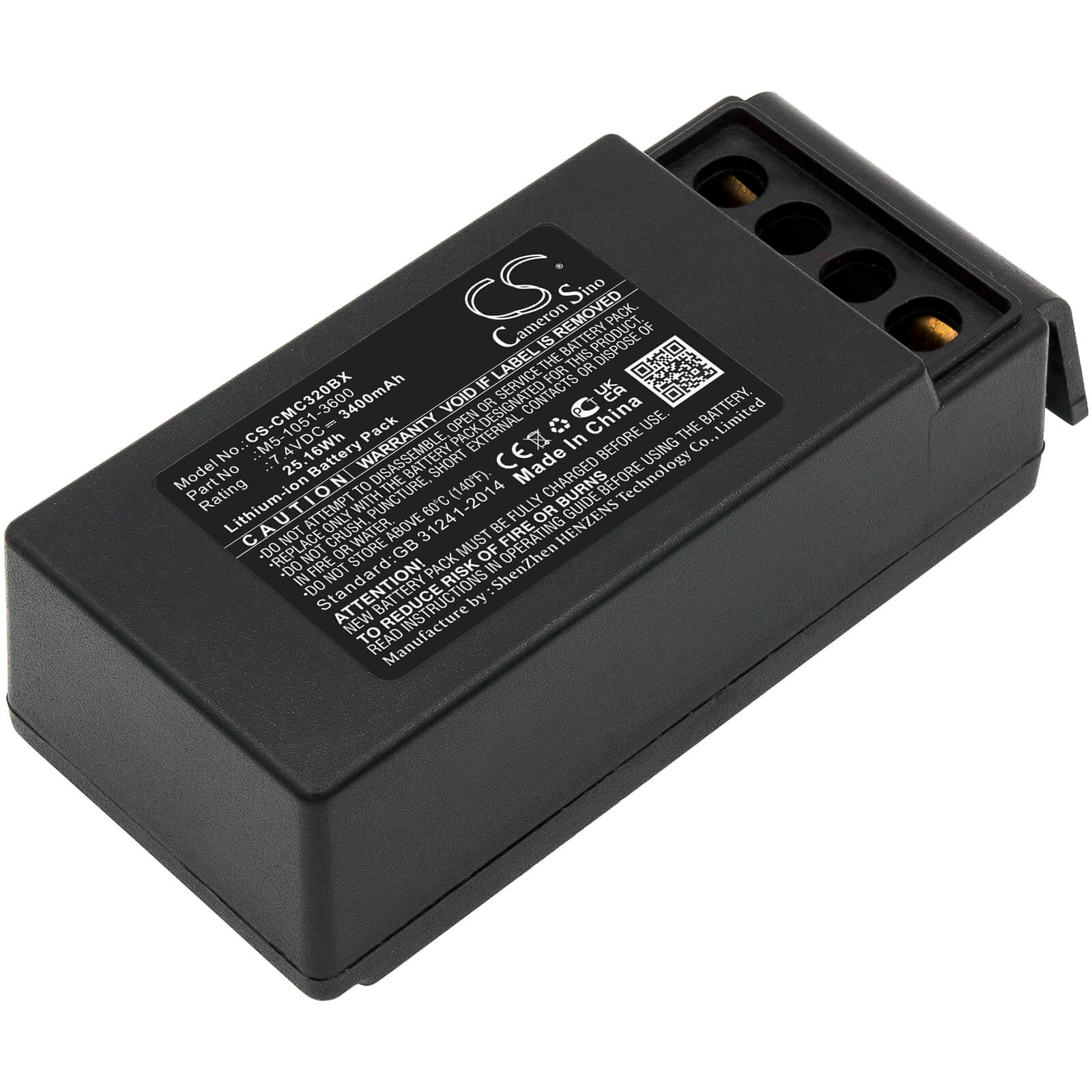 CS-CMC320BX, Crane Remote Control 7.4V, 3400mAh, Li-ion Battery fits Cavotec, M9-1051-3600 Ex, Mc-3, 25.16Wh