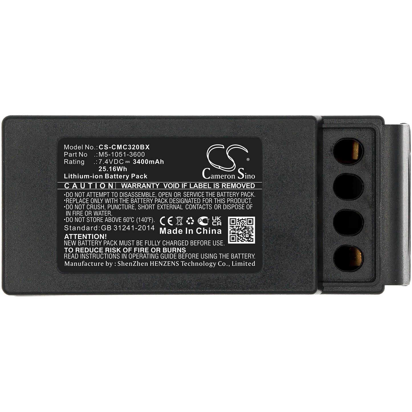 CS-CMC320BX, Crane Remote Control 7.4V, 3400mAh, Li-ion Battery fits Cavotec, M9-1051-3600 Ex, Mc-3, 25.16Wh