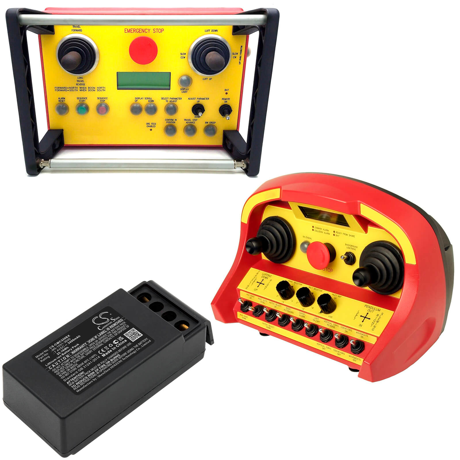 CS-CMC320BX, Crane Remote Control 7.4V, 3400mAh, Li-ion Battery fits Cavotec, M9-1051-3600 Ex, Mc-3, 25.16Wh