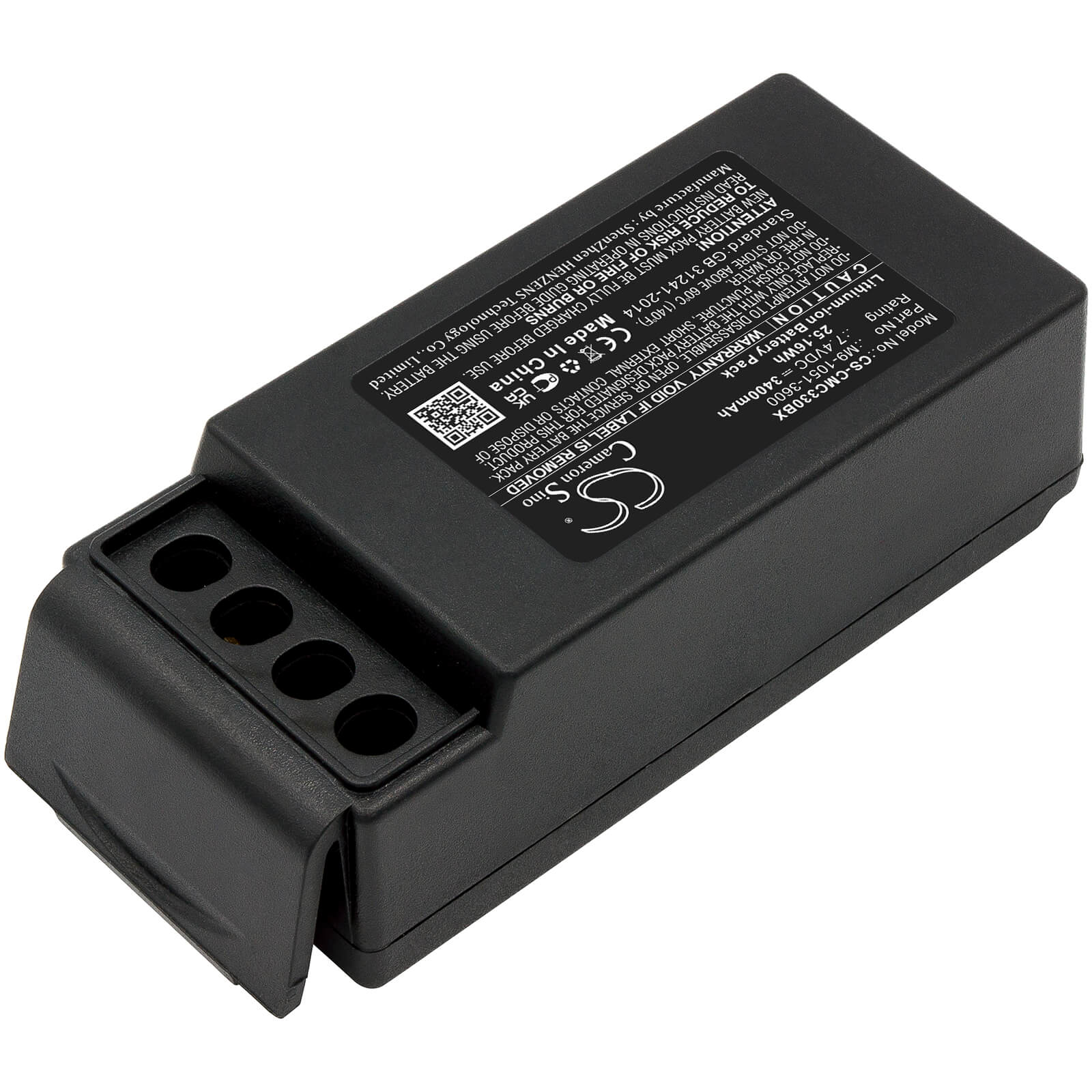 7.4V, 3400mAh, Li-ion Battery fits Cavotec, Mc3300, 25.16Wh