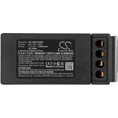 7.4V, 3400mAh, Li-ion Battery fits Cavotec, Mc3300, 25.16Wh