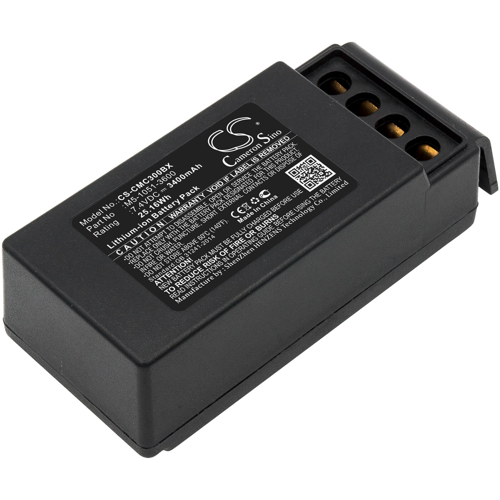 CS-CMC300BX, Crane Remote Control 7.4V, 3400mAh, Li-ion Battery fits Cavotec, M9-1051-3600 Ex, Mc-3, 25.16Wh