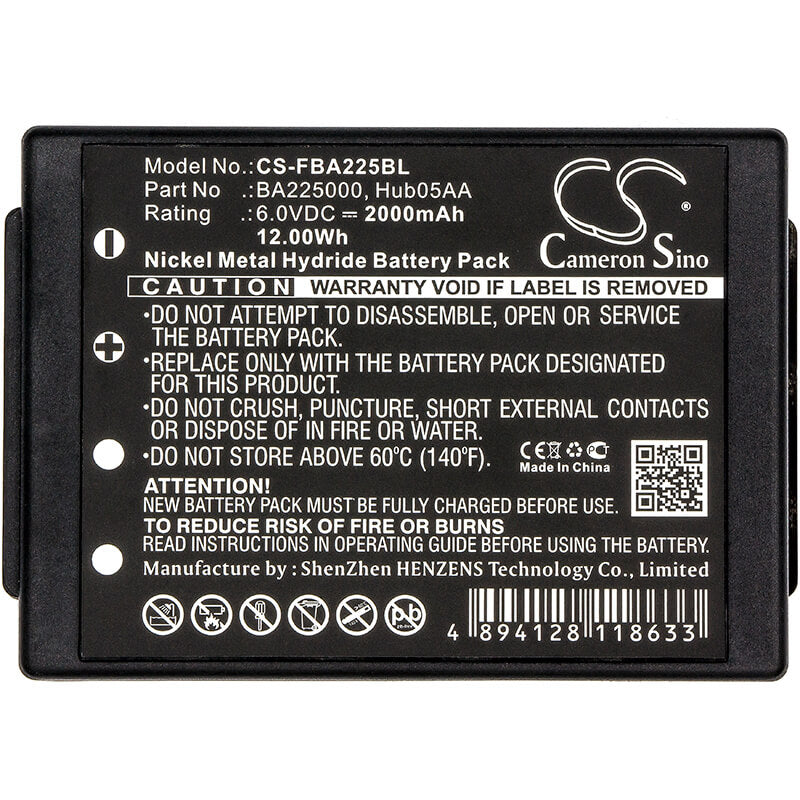 6.0V, 2000mAh, Ni-MH Battery fits Hbc, Linus 6, Radiomatic Eco, 12Wh