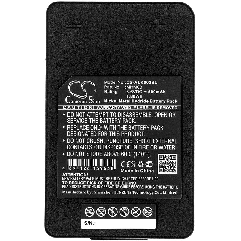 3.6V, 500mAh, Ni-MH Battery fits Autec, Lk Neo, 1.8Wh