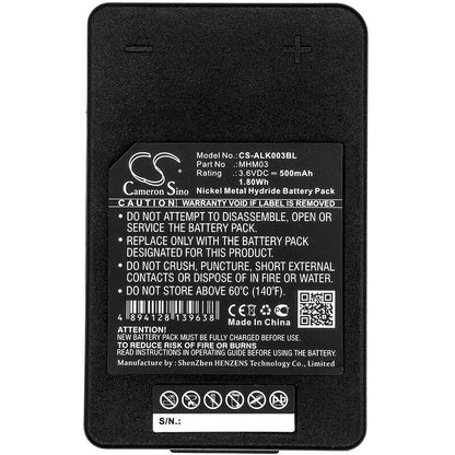 3.6V, 500mAh, Ni-MH Battery fits Autec, Lk Neo, 1.8Wh