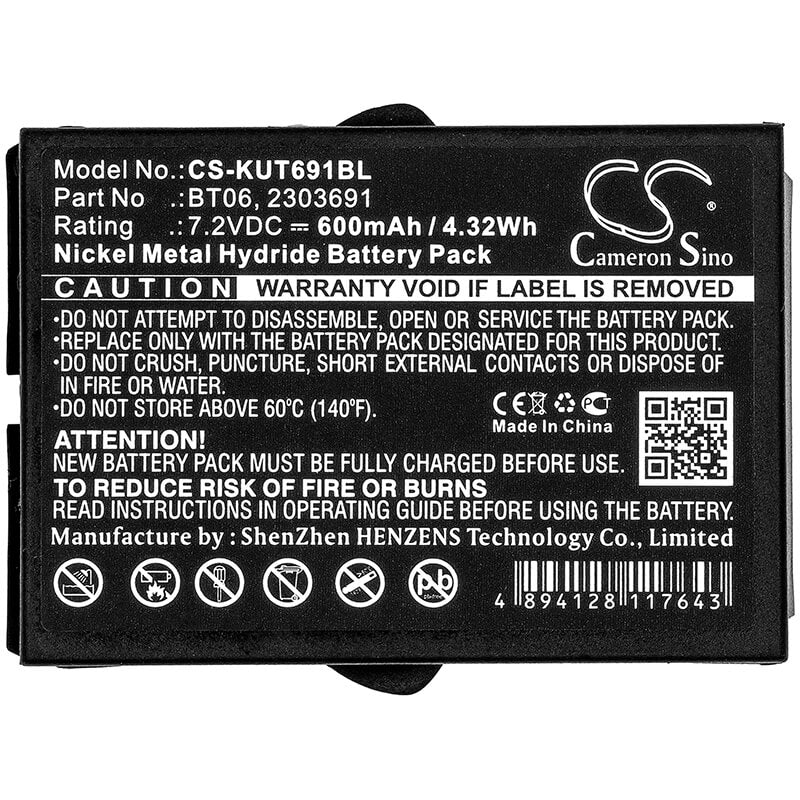 7.2V, 600mAh, Ni-MH Battery fits Ikusi, 2303691, Tm60, 4.32Wh