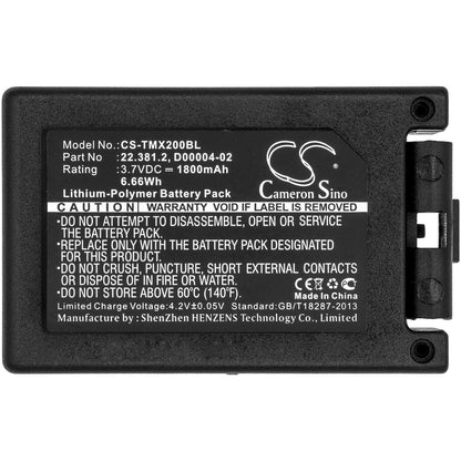 3.7V, 1800mAh, Li-Polymer Battery fits Teleradio, Tg-txmnl, Transmitter Tele Radio Tg-txmn, 6.66Wh