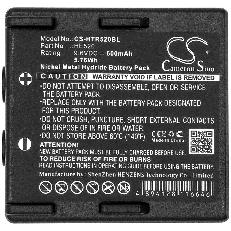 9.6V, 600mAh, Ni-MH Battery fits Hetronic, 68300510, 68300520, 5.76Wh