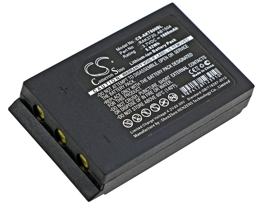 3.7V, 1600mAh, Li-ion Battery fits Akerstroms, Aq80 Transmitters, Era 100j Transmitters, 5.92Wh
