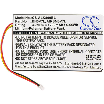 3.7V, 1200mAh, Li-Polymer Battery fits Autec, Air A4, Air A6, 4.44Wh