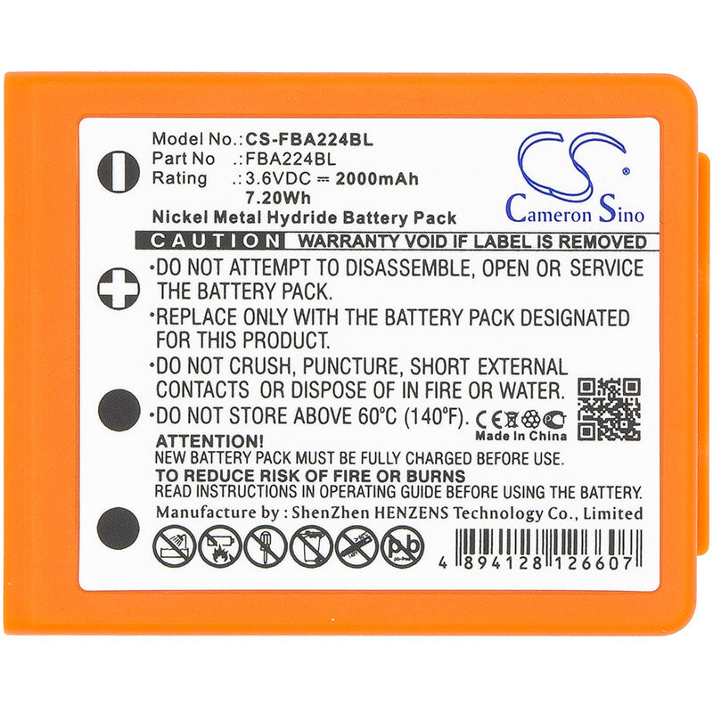 Orange, 3.6V, 2000mAh, Ni-MH Battery fits Hbc, Radiomatic Keynote, Radiomatic Linus 4, 7.2Wh
