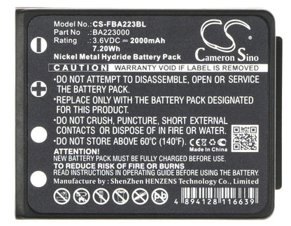 Black, 3.6V, 2000mAh, Ni-MH Battery fits Hbc, Radiomatic Keynote, Radiomatic Linus 4, 7.2Wh