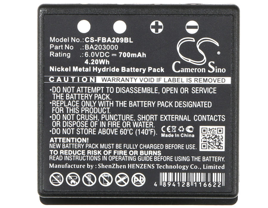 6.0V, 700mAh, Ni-MH Battery fits Hbc, Fbfub09n, Fub 9nm 6v, 4.2Wh
