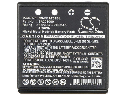 6.0V, 700mAh, Ni-MH Battery fits Hbc, Fbfub09n, Fub 9nm 6v, 4.2Wh