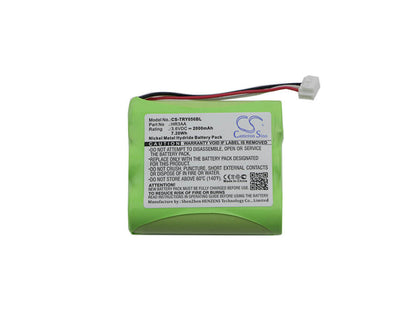 3.6V, 2000mAh, Ni-MH Battery fits Tyro, Ty 55.00.56, 7.2Wh