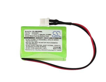 7.2V, 700mAh, Ni-MH Battery fits Jay, Ute 050, Ute050, 5.04Wh
