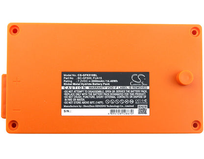 Orange, 7.2V, 2000mAh, Ni-MH Battery fits Gross Funk, Crane Remote Control, Gf500, 14.4Wh
