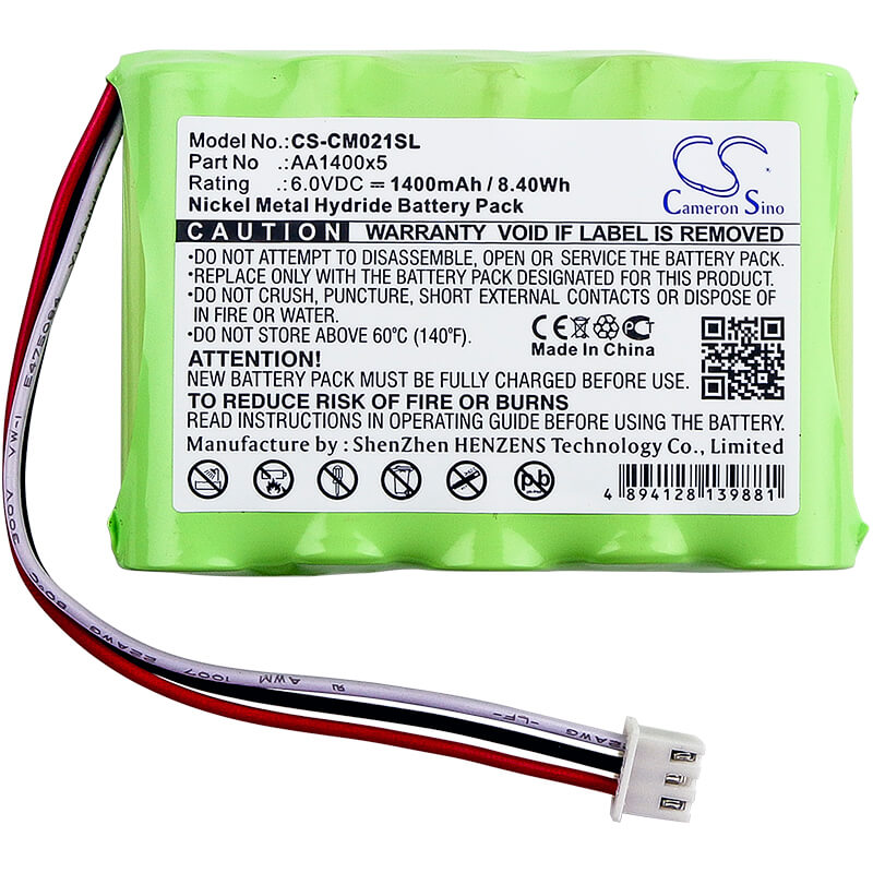 6.0V, 1400mAh, Ni-MH Battery fits Cameron Sino, Aa1400x5, 8.4Wh