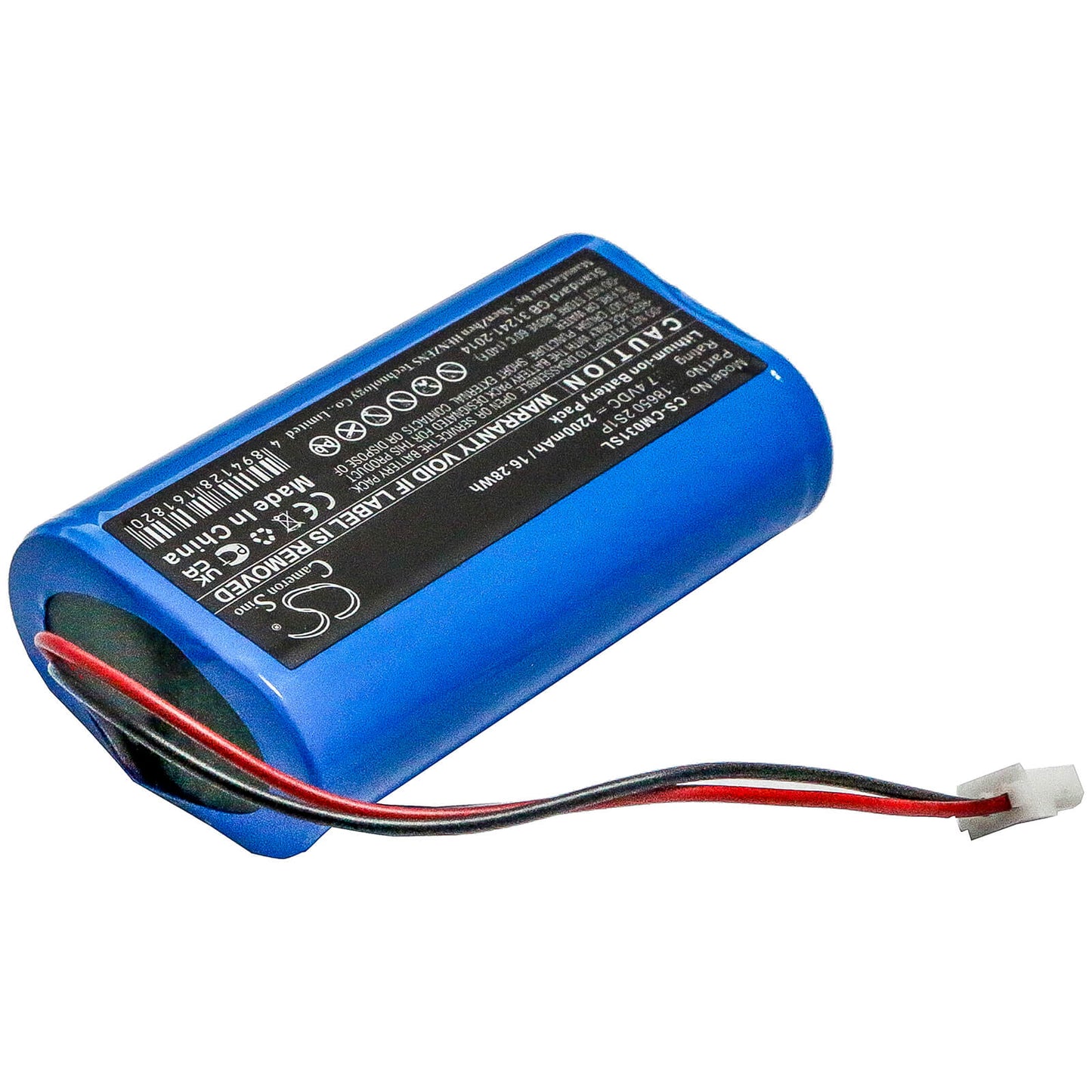 Black, 7.4V, 2200mAh, Li-ion Battery fits Cameron Sino, 18650 2s1p, 16.28Wh