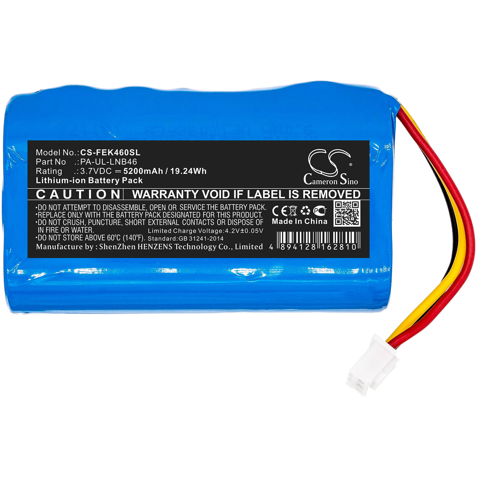 3.7V, 5200mAh, Li-ion Battery fits Fey Elektronik, Pa-ul-lnb46, 19.24Wh