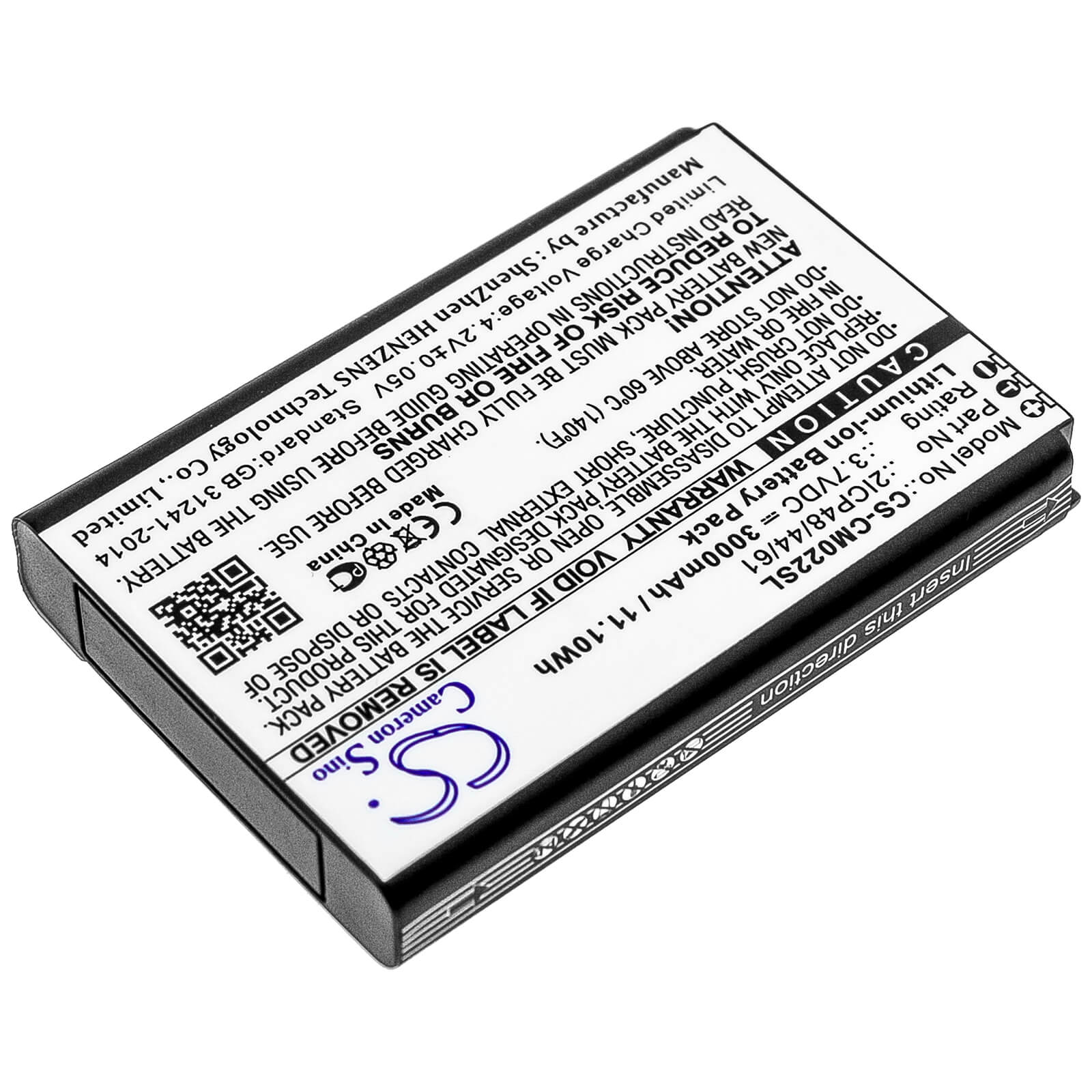 3.7V, 3000mAh, Li-ion Battery fits Cameron Sino, 2icp48/44/61, 11.1Wh