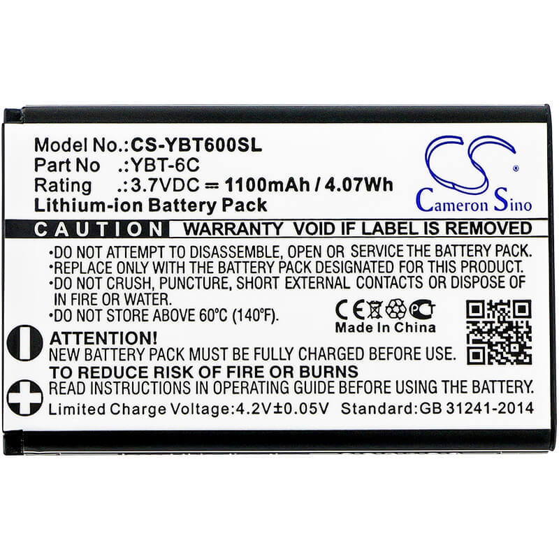 3.7V, 1100mAh, Li-ion Battery fits Cameron Sino, Ybt-6c, 4.07Wh