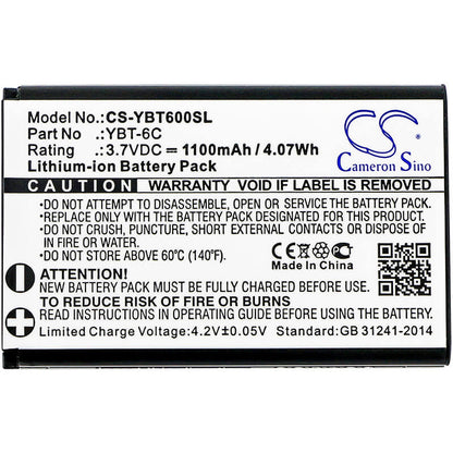 3.7V, 1100mAh, Li-ion Battery fits Cameron Sino, Ybt-6c, 4.07Wh