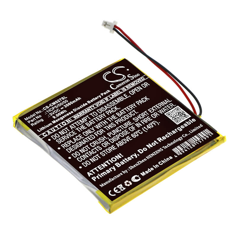 3V, 3000mAh, Li-MnO2 Battery fits Cameron Sino, 1icp5/50/50, 9Wh