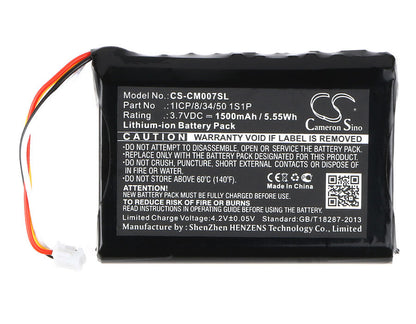 3.7V, 1500mAh, Li-ion Battery fits Cameron Sino, 1icp/8/34/50 1s1p, 5.55Wh