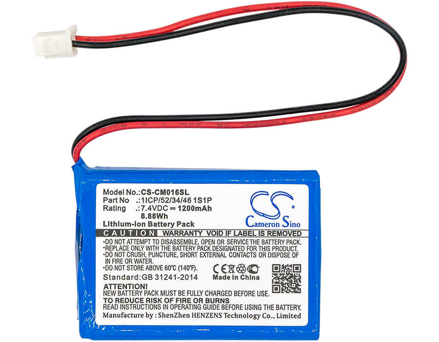 7.4V, 1200mAh, Li-ion Battery fits Cameron Sino, 2icp/52/34/46 1s2p, 8.88Wh