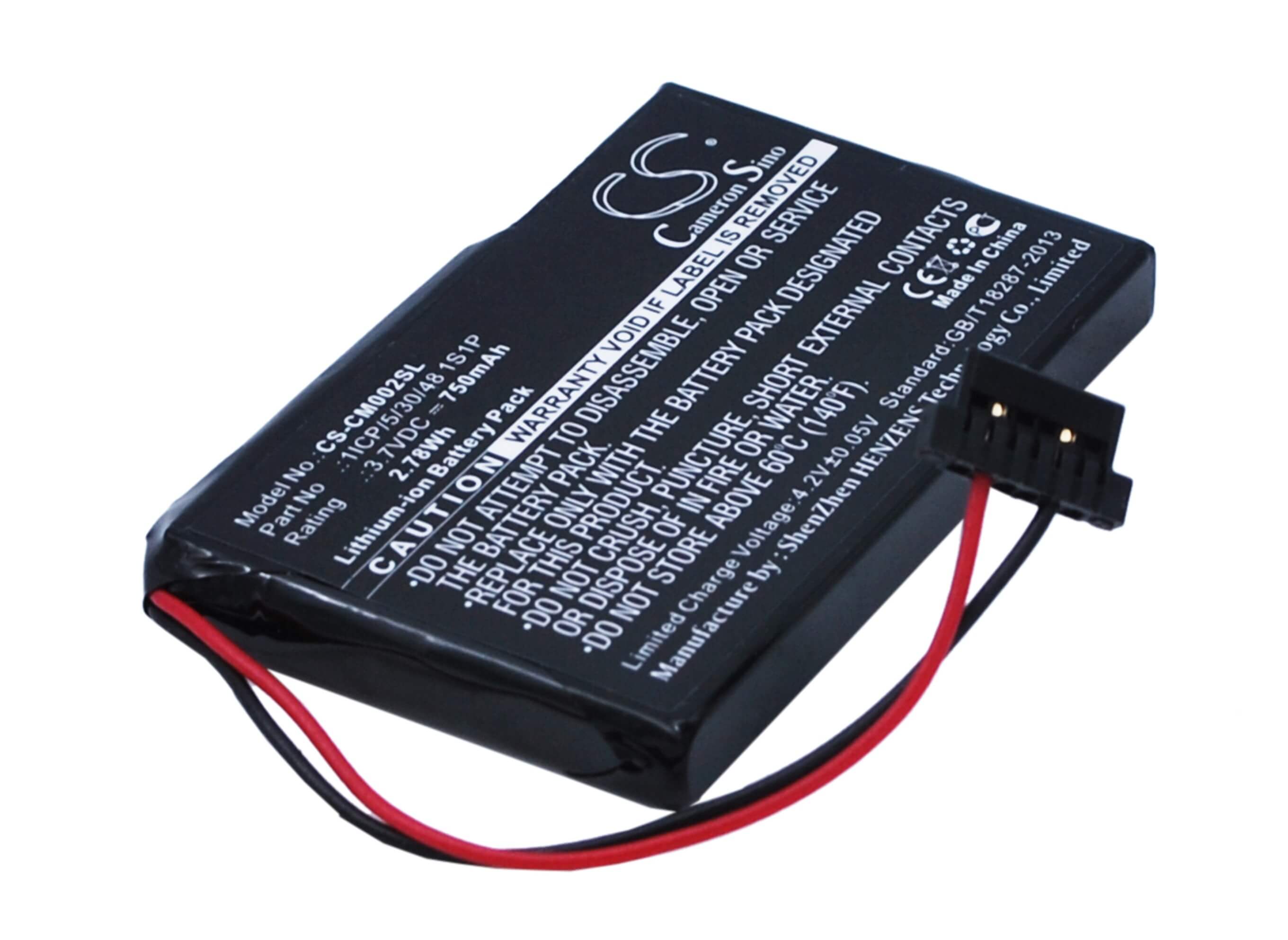 3.7V, 750mAh, Li-ion Battery fits Cameron Sino, 1icp/5/30/48 1s1p, 2.775Wh