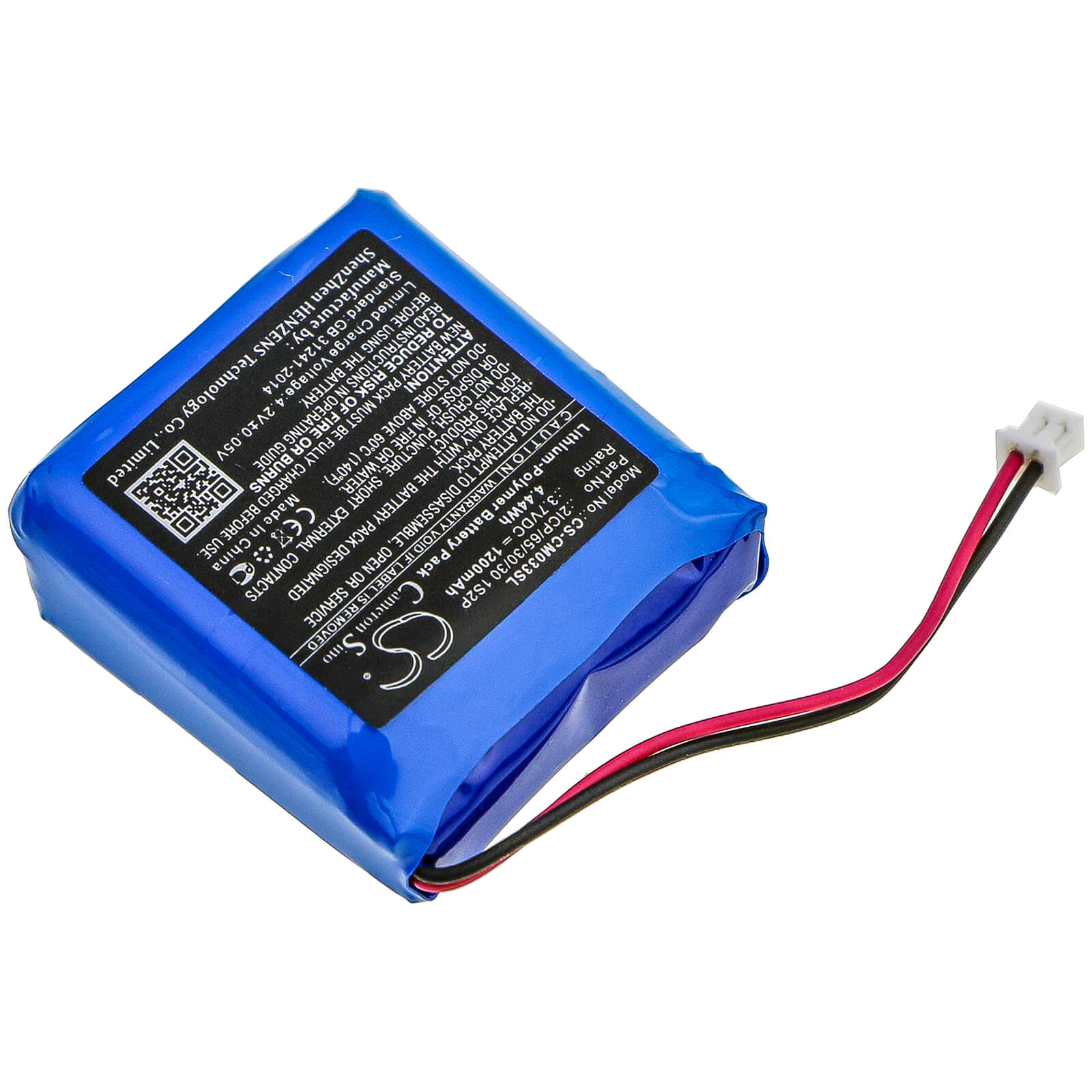 3.7V, 1200mAh, Li-Polymer Battery fits Cameron Sino, 2icp/65/30/30 1s2p, 4.44Wh