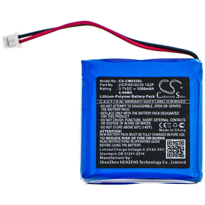 3.7V, 1200mAh, Li-Polymer Battery fits Cameron Sino, 2icp/65/30/30 1s2p, 4.44Wh