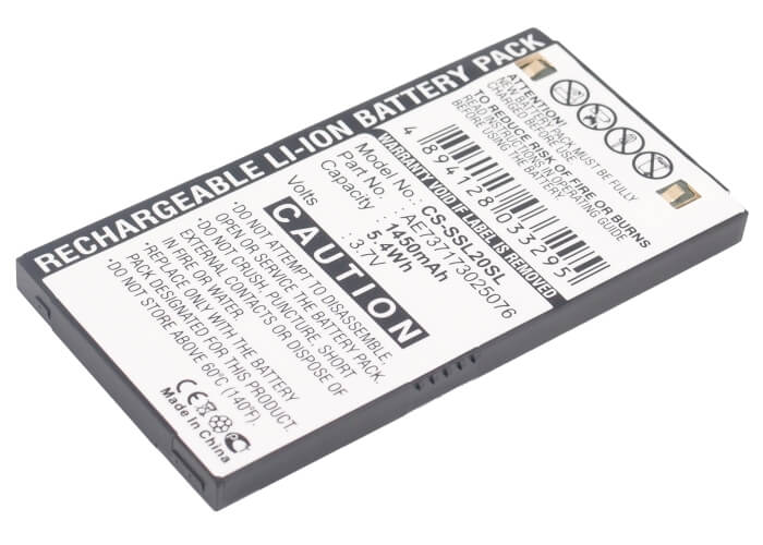 3.7V, 1450mAh, Li-ion Battery fits Sirius, Stiletto Sl2, 5.365Wh